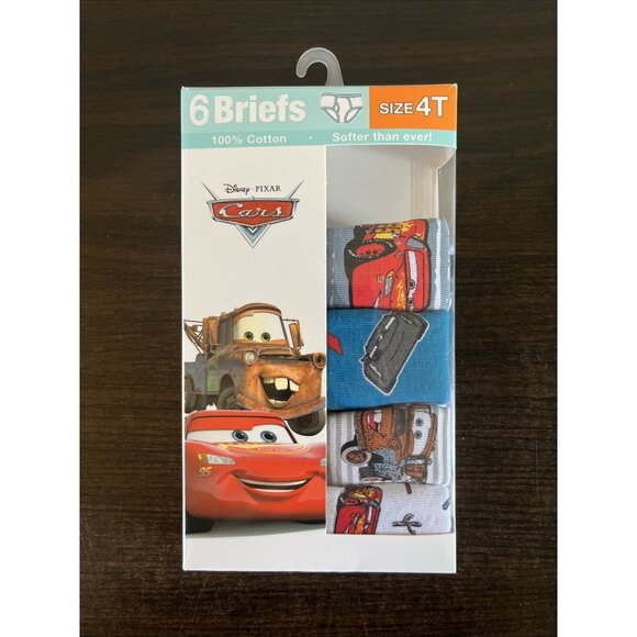 NWT Disney Pixar Cars Boys 4T Briefs Lightning McQueen Dinoco Piston Cup 4 Pack - Picture 1 of 2